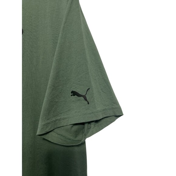 Puma Mens Olive Green Logo Graphic T-Shirt Size L Cotton Casual Wear Short Sleev - Picture 5 of 5